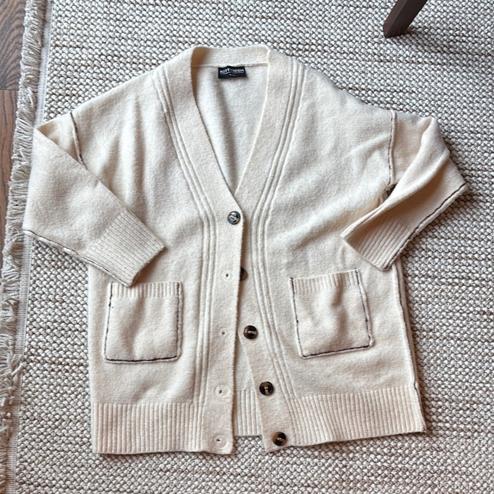 Kittenish Cream Cardigan Sweater